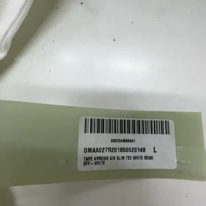 Off-White Off-White Men's Short-Sleeve T-Shirt with Tape Print 0079 Size US L / EU 52-54 / 3 - 4 Thumbnail