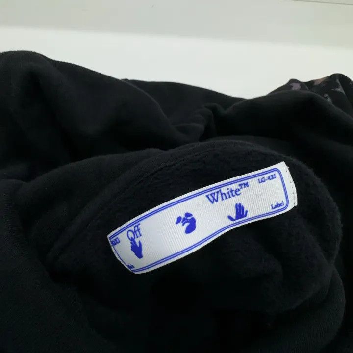 Off-White Black Fleece Hoodie with Graphic Print 0079