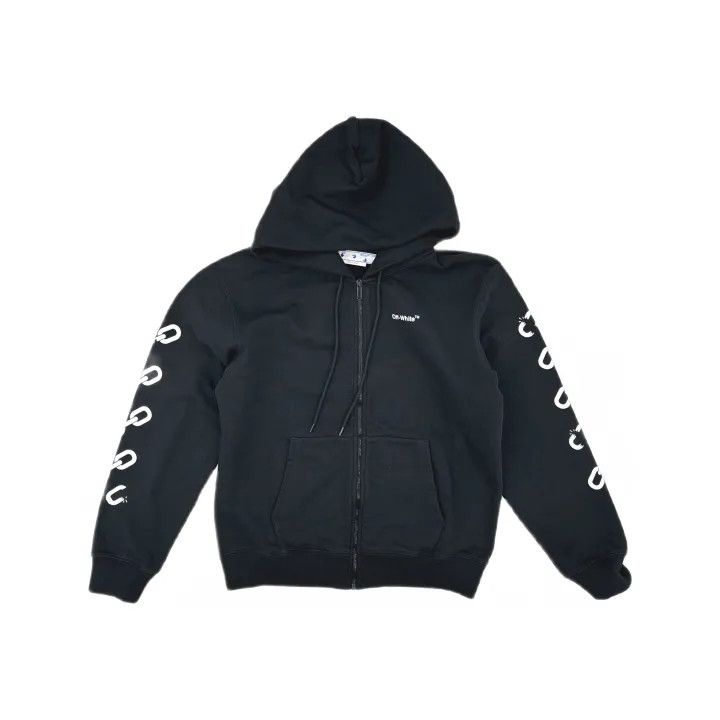 Off-White Off-White Black Logo Zip Hoodie for Men 0079 Size US L / EU 52-54 / 3 - 2 Thumbnail