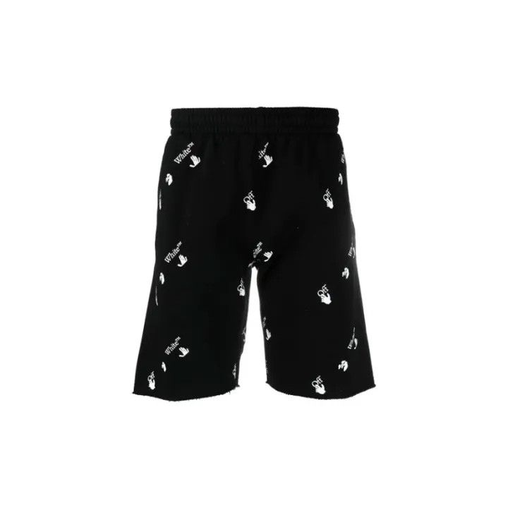 Off-White OFF-WHITE Black Logo Print Shorts for Men 0079 Size US 26 / EU 42 - 2 Thumbnail