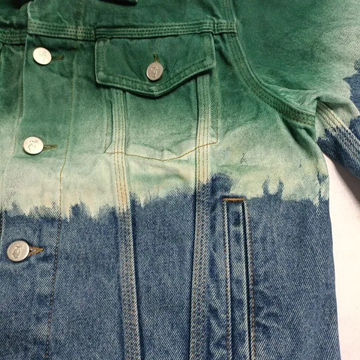 Off-White OFF-WHITE Blue Green Tie-Dye Denim Jacket 0079 Size US XS / EU 42 / 0 - 10 Thumbnail