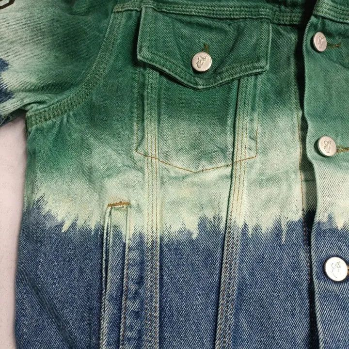 Off-White OFF-WHITE Blue Green Tie-Dye Denim Jacket 0079 Size US XS / EU 42 / 0 - 11 Thumbnail