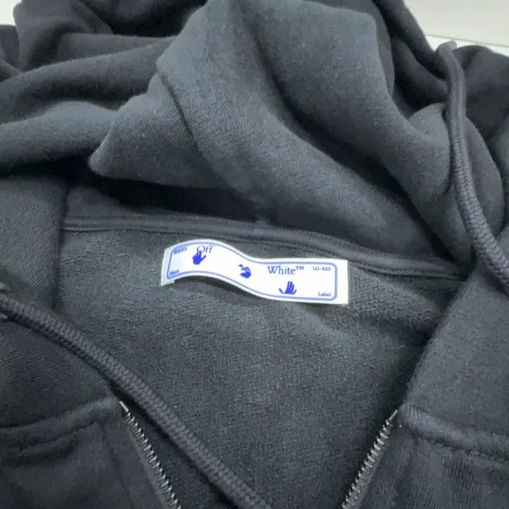 Off-White OFF-WHITE Black Hooded Zip Sweatshirt with Artwork 0079 Size US L / EU 52-54 / 3 - 2 Thumbnail