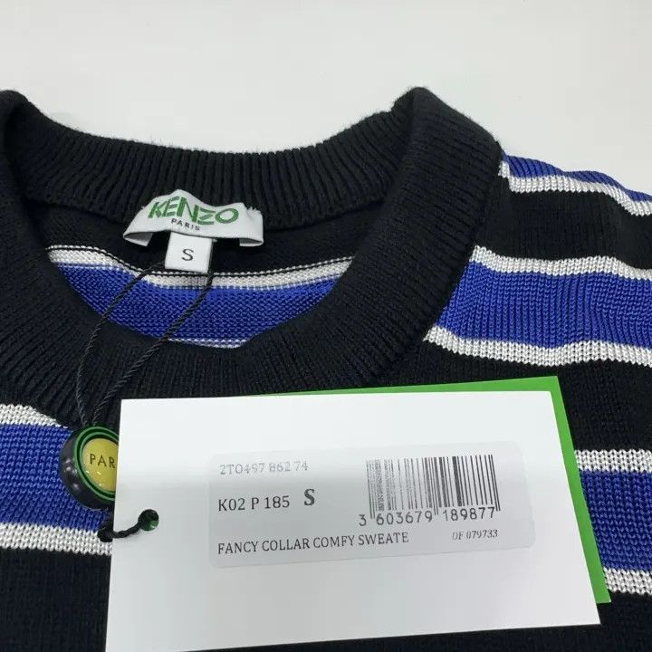 Kenzo Kenzo Striped Knit Sweater with Logo 0079 Size US S / EU 44-46 / 1 - 4 Thumbnail