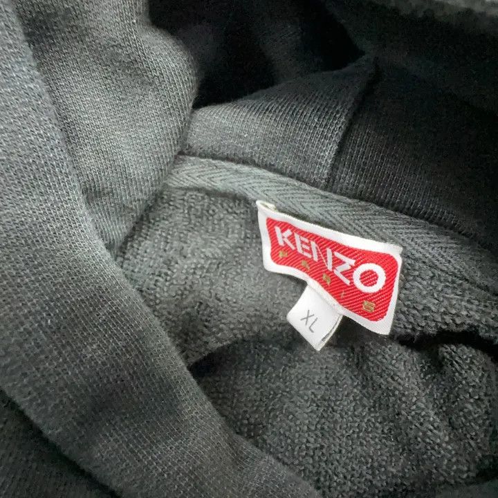 Kenzo Kenzo Black Flower Logo Hooded Sweatshirt 0079 Size US XL / EU 56 / 4 - 4 Thumbnail