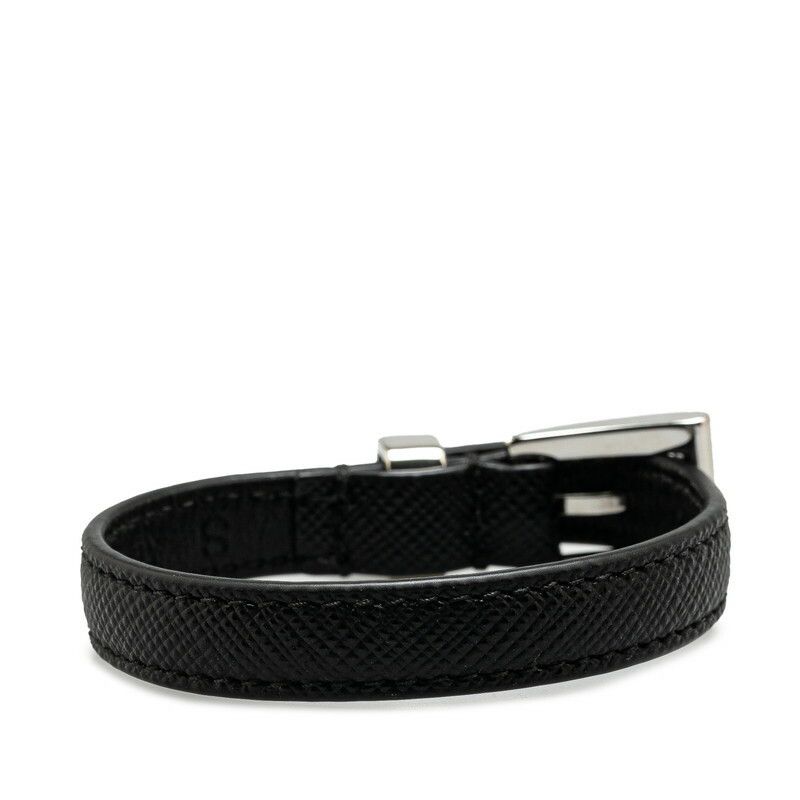 Prada Prada Prada Triangle Logo Plate Leather Bracelet Leather Bracelet 1IB351 Size ONE SIZE - 3 Thumbnail