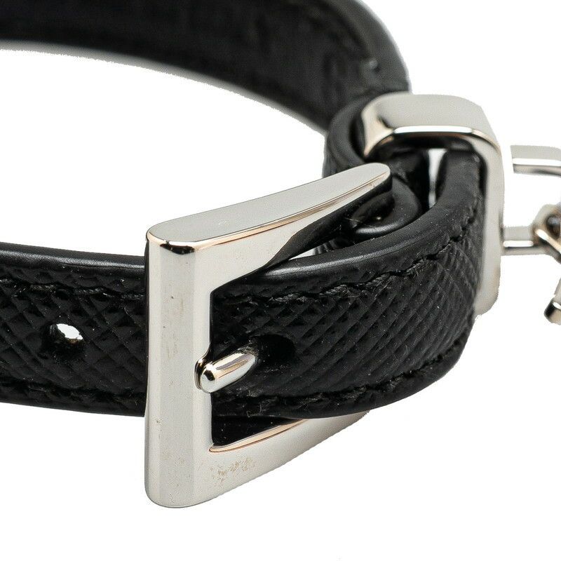 Prada Prada Prada Triangle Logo Plate Leather Bracelet Leather Bracelet 1IB351 Size ONE SIZE - 4 Thumbnail