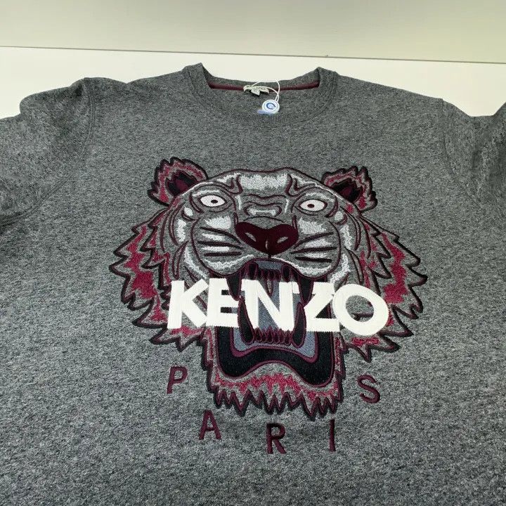 Kenzo Kenzo Gray Embroidered Tiger Sweatshirt for Men 0079 Size US XL / EU 56 / 4 - 8 Thumbnail