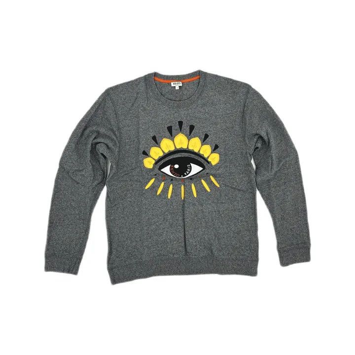 Kenzo Kenzo Men's Gray Eye Embroidery Sweatshirt 0079 Size US L / EU 52-54 / 3 - 2 Thumbnail