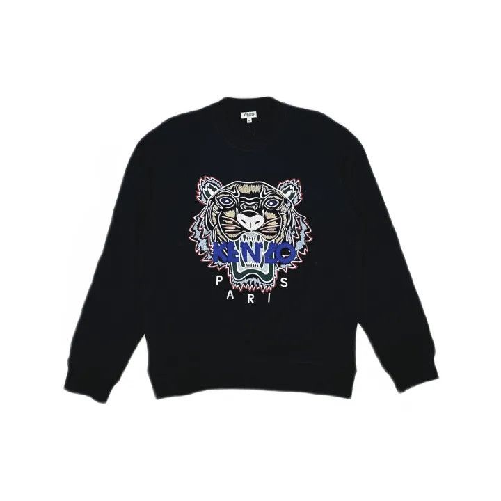 Kenzo Kenzo Black Long Sleeve Tiger Embroidered Sweatshirt 0079 Size US M / EU 48-50 / 2 - 2 Thumbnail