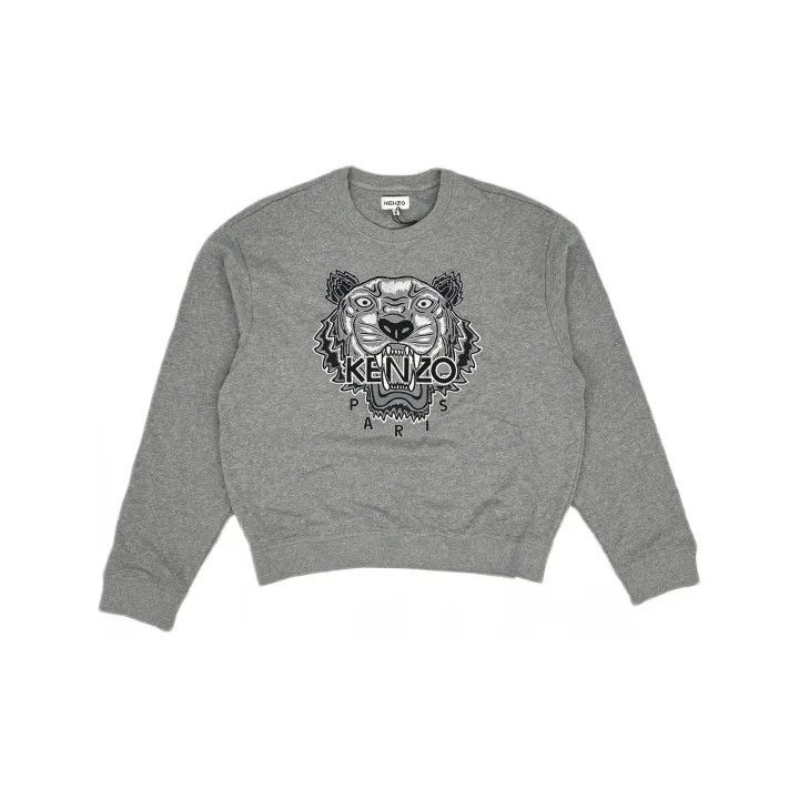 Kenzo KENZO Tiger Embroidered Gray Sweatshirt for Men 0079 Size US XL / EU 56 / 4 - 2 Thumbnail