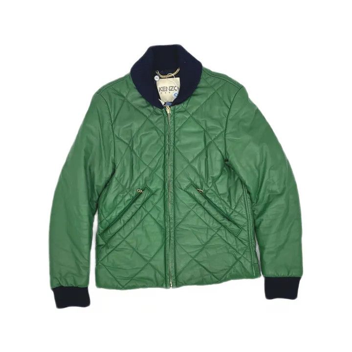 Kenzo KENZO Classic Comfortable Green Leather Jacket 0079 Size US M / EU 48-50 / 2 - 2 Thumbnail