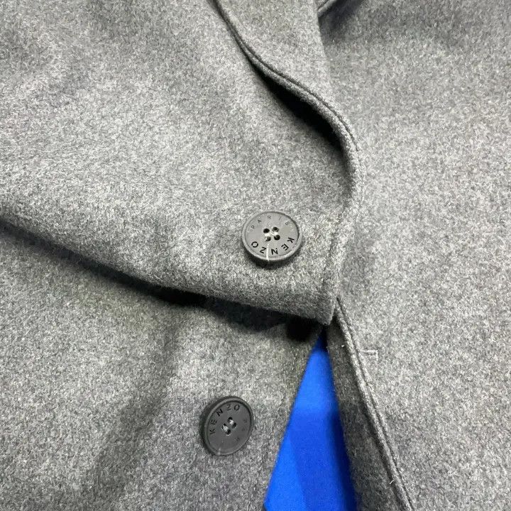KENZO Gray Long Wool Coat for Men 0079