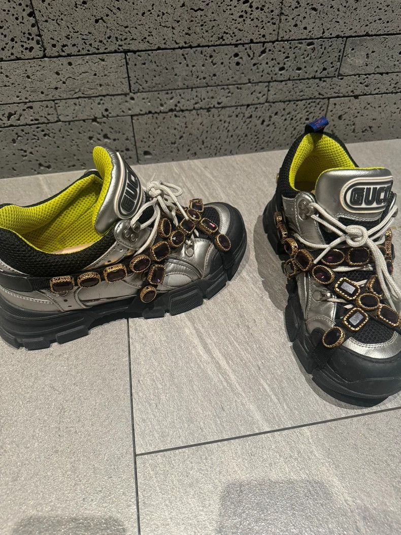 gucci dad shoes with gem details