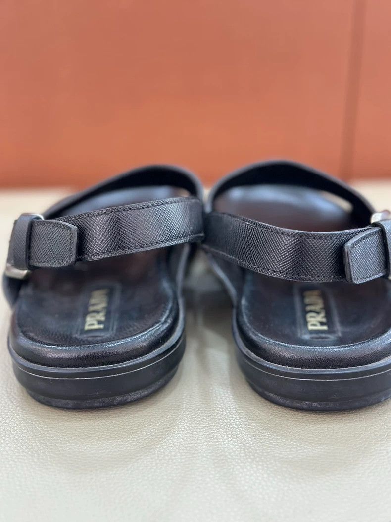 Prada prada men's cross grain leather sandals Size US 6 / EU 39 - 4 Thumbnail