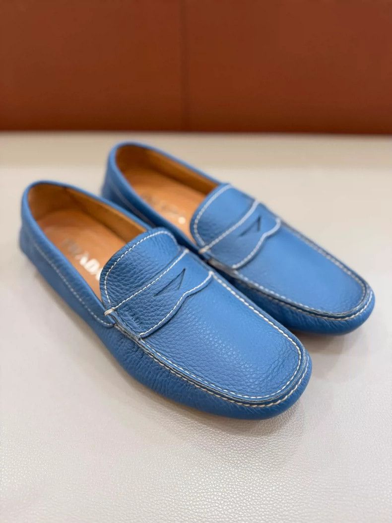 Prada prada blue leather loafers Size US 7 / EU 40 - 2 Thumbnail