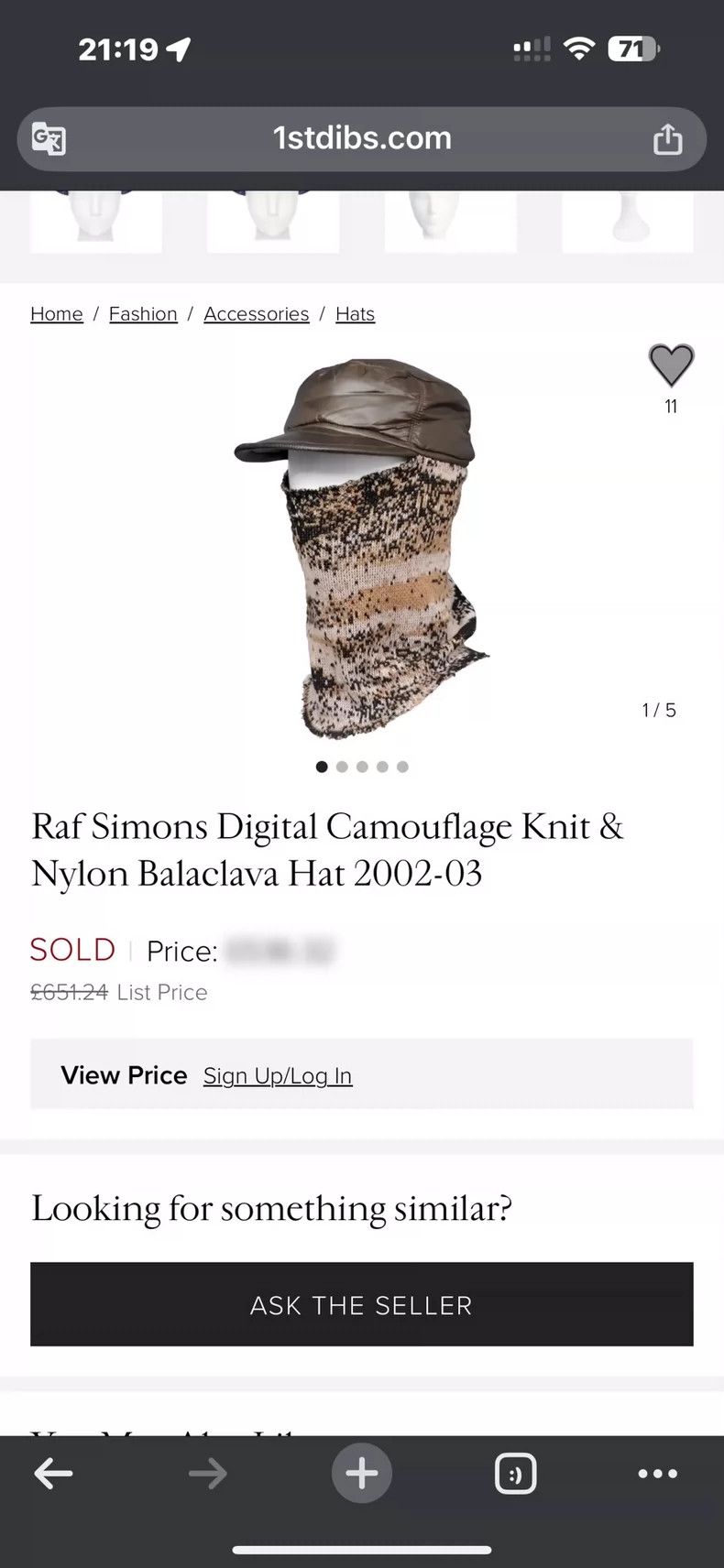 Raf Simons Raf Simons 02aw archive camouflage balaclava Size ONE SIZE - 5 Thumbnail