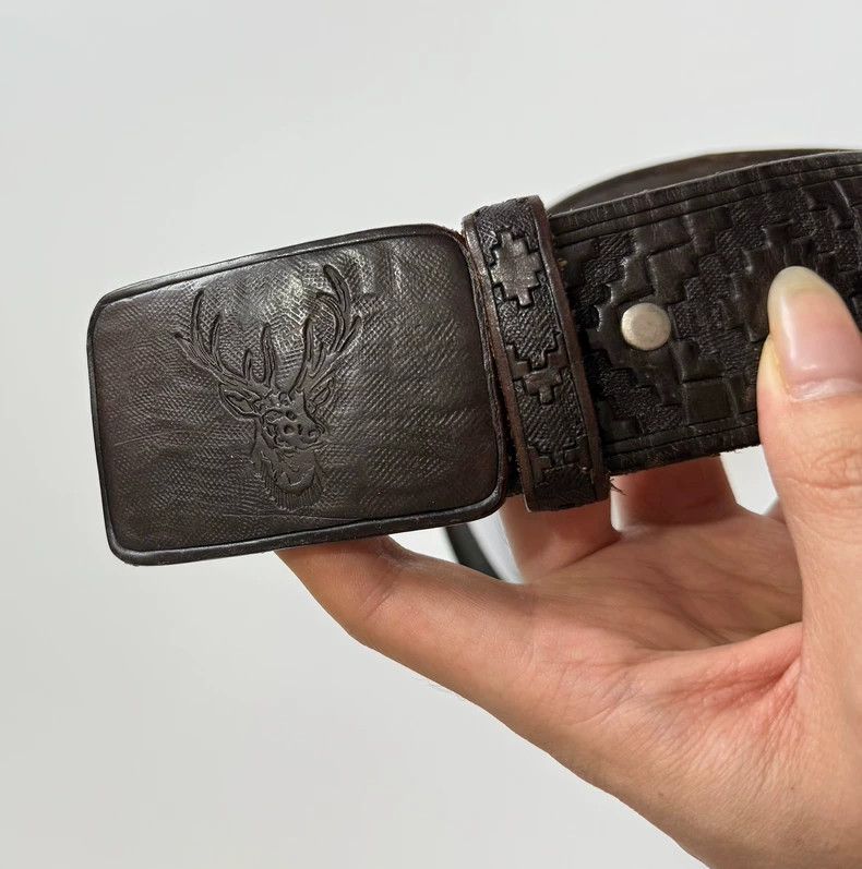 RRL Ralph Lauren RRL deer head buckle leather belt Size ONE SIZE - 2 Thumbnail