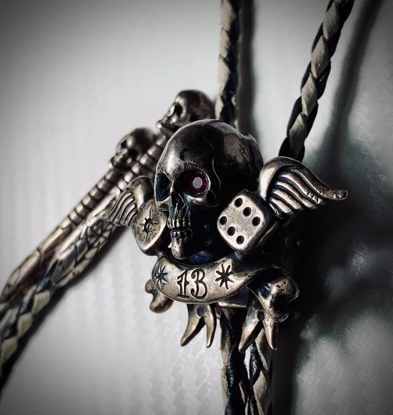 Vintage galcia silver skull bolo tie Size ONE SIZE - 4 Thumbnail