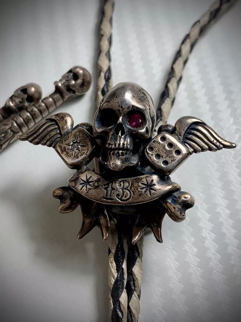 Vintage galcia silver skull bolo tie Size ONE SIZE - 5 Thumbnail