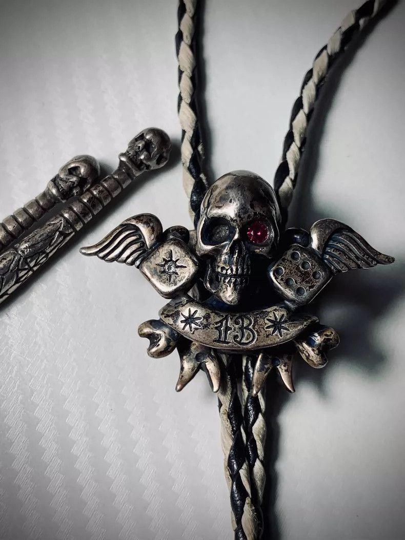 Vintage galcia silver skull bolo tie Size ONE SIZE - 3 Thumbnail