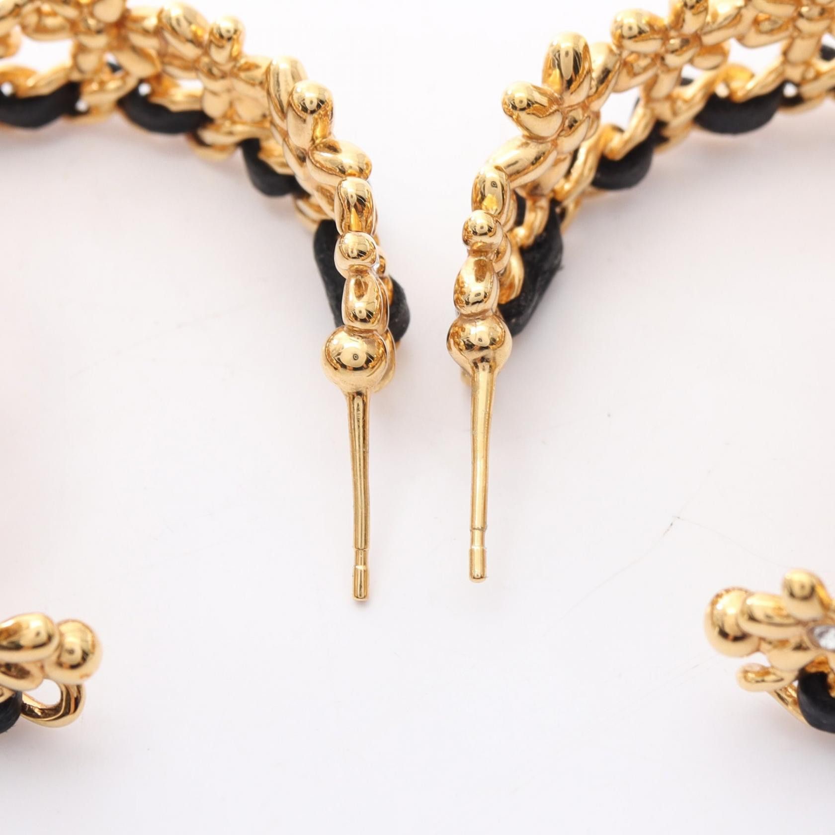 Chanel Chanel Chanel Coco Mark Leather Rhinestone Earrings Metal Earrings Size ONE SIZE - 6 Thumbnail
