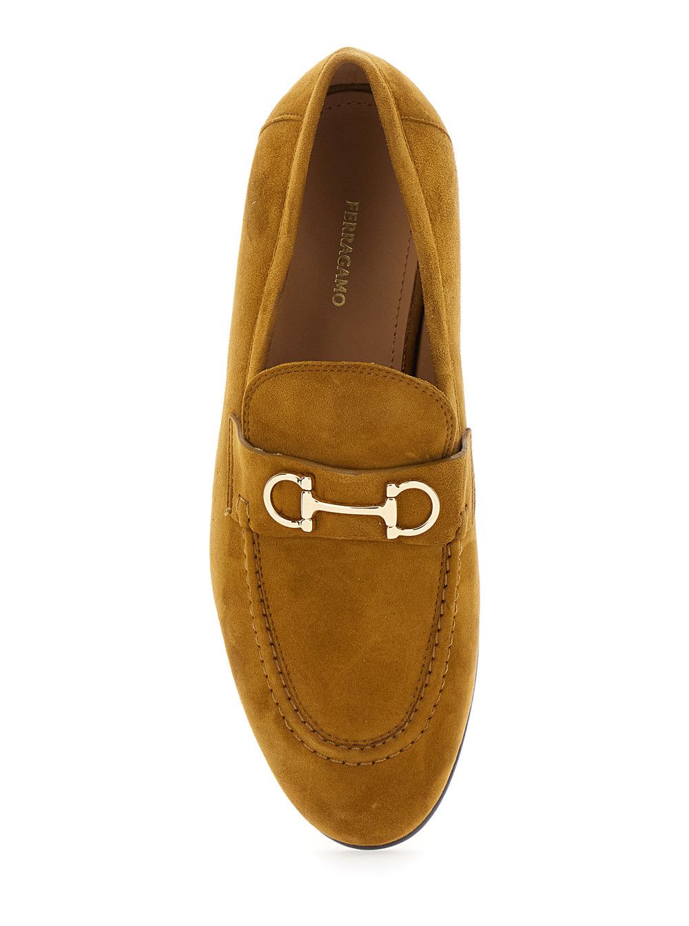 Salvatore Ferragamo Brown Loafers with Almond Toe and Gancini Detail on the Front in Suede Woman Size US 8 / IT 38 - 4 Thumbnail