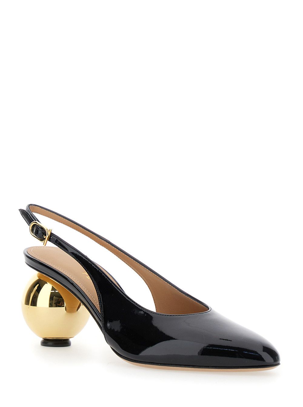 Salvatore Ferragamo 'Tessie' Black Slingback Pumps with Spherical Heel in Patent Leather Woman Size US 6.5 / IT 36.5 - 2 Thumbnail