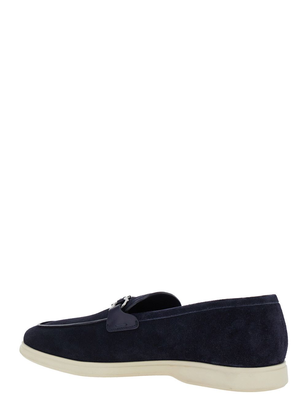 Salvatore Ferragamo 'Cosimo' Blue Loafers with Metallic Hooks on the Front in Suede Man Size US 11 / EU 44 - 3 Thumbnail