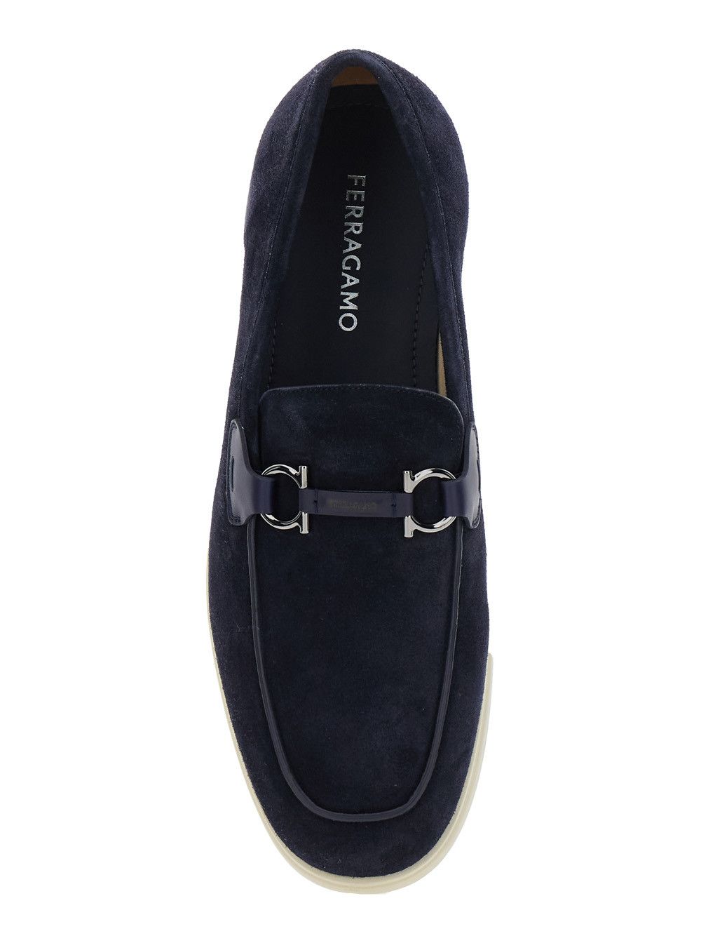 Salvatore Ferragamo 'Cosimo' Blue Loafers with Metallic Hooks on the Front in Suede Man Size US 11 / EU 44 - 4 Thumbnail