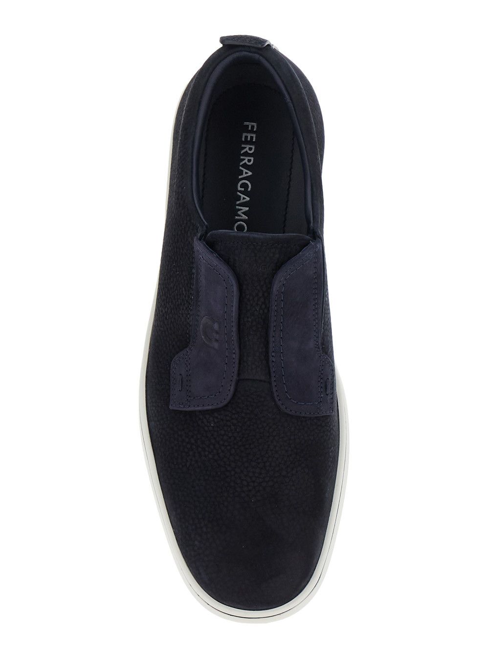 Salvatore Ferragamo 'Alfie' Blue Laceless Oxford Shoes with Round Toe in Grained Leather Man Size US 7 / EU 40 - 4 Thumbnail