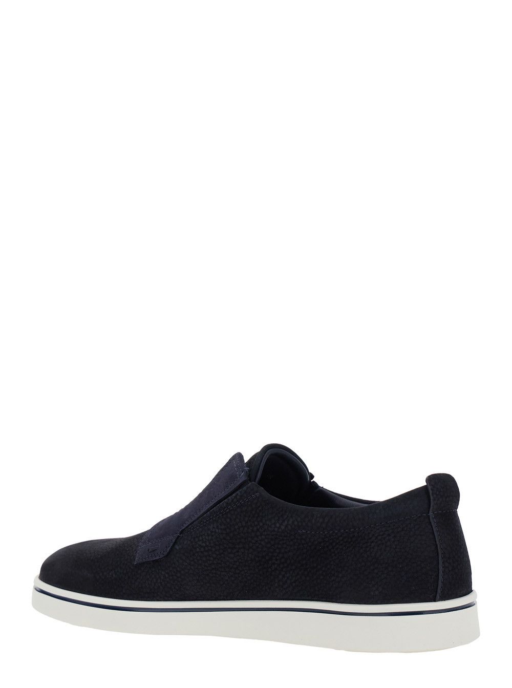 Salvatore Ferragamo 'Alfie' Blue Laceless Oxford Shoes with Round Toe in Grained Leather Man Size US 7 / EU 40 - 3 Thumbnail