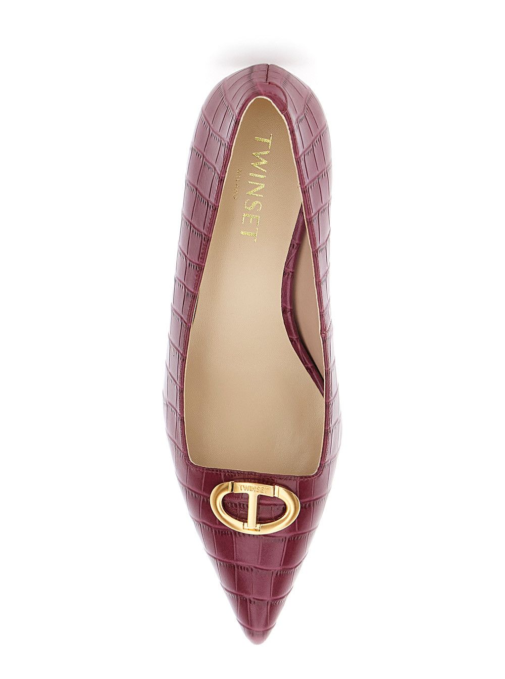 TWINSET Bordeaux Pumps with Low Stiletto Heel and Embissed Crocodile Effect in Leather Woman Size US 6 / IT 36 - 4 Thumbnail