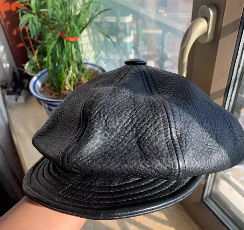 Vintage flat top newsboy cap in black Size ONE SIZE - 4 Thumbnail