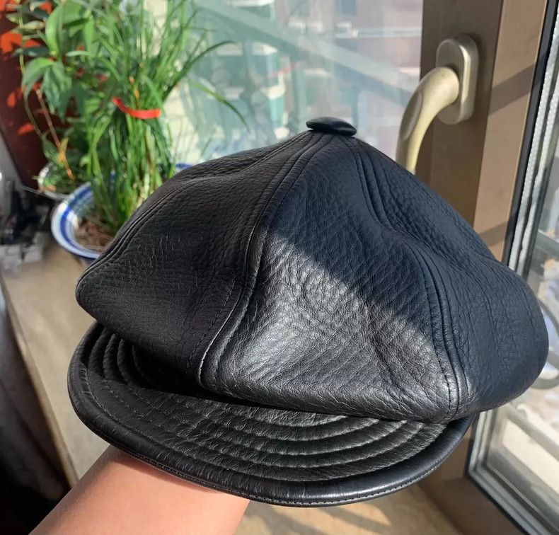Vintage flat top newsboy cap in black Size ONE SIZE - 5 Thumbnail