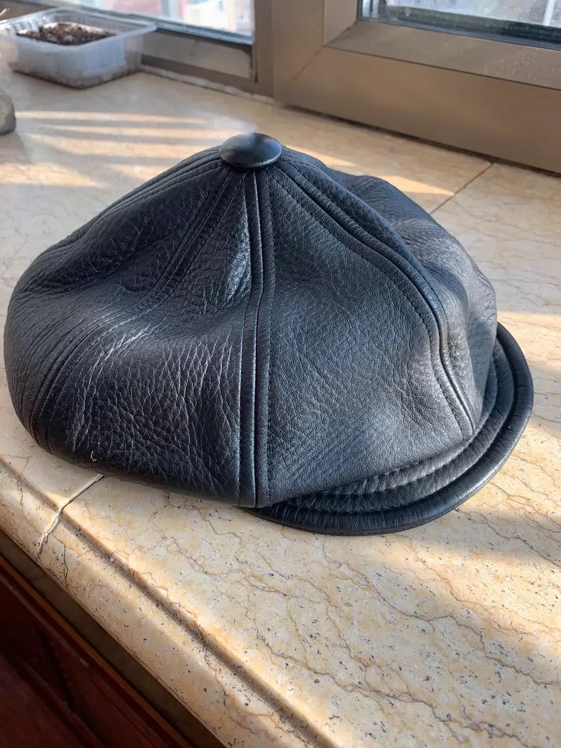 Vintage flat top newsboy cap in black Size ONE SIZE - 6 Thumbnail