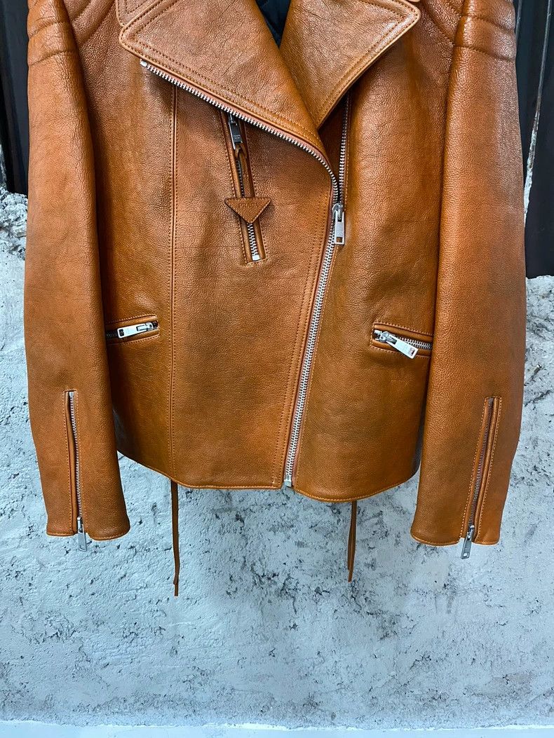Prada prada brown leather moto jacket Size US S / EU 44-46 / 1 - 4 Thumbnail