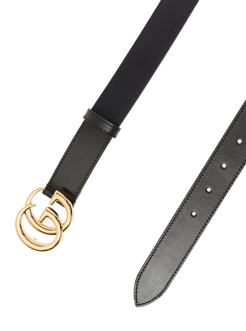 Gucci Black Leather Belt with GG Metal Buckle Gucci Men Size ONE SIZE - 3 Thumbnail