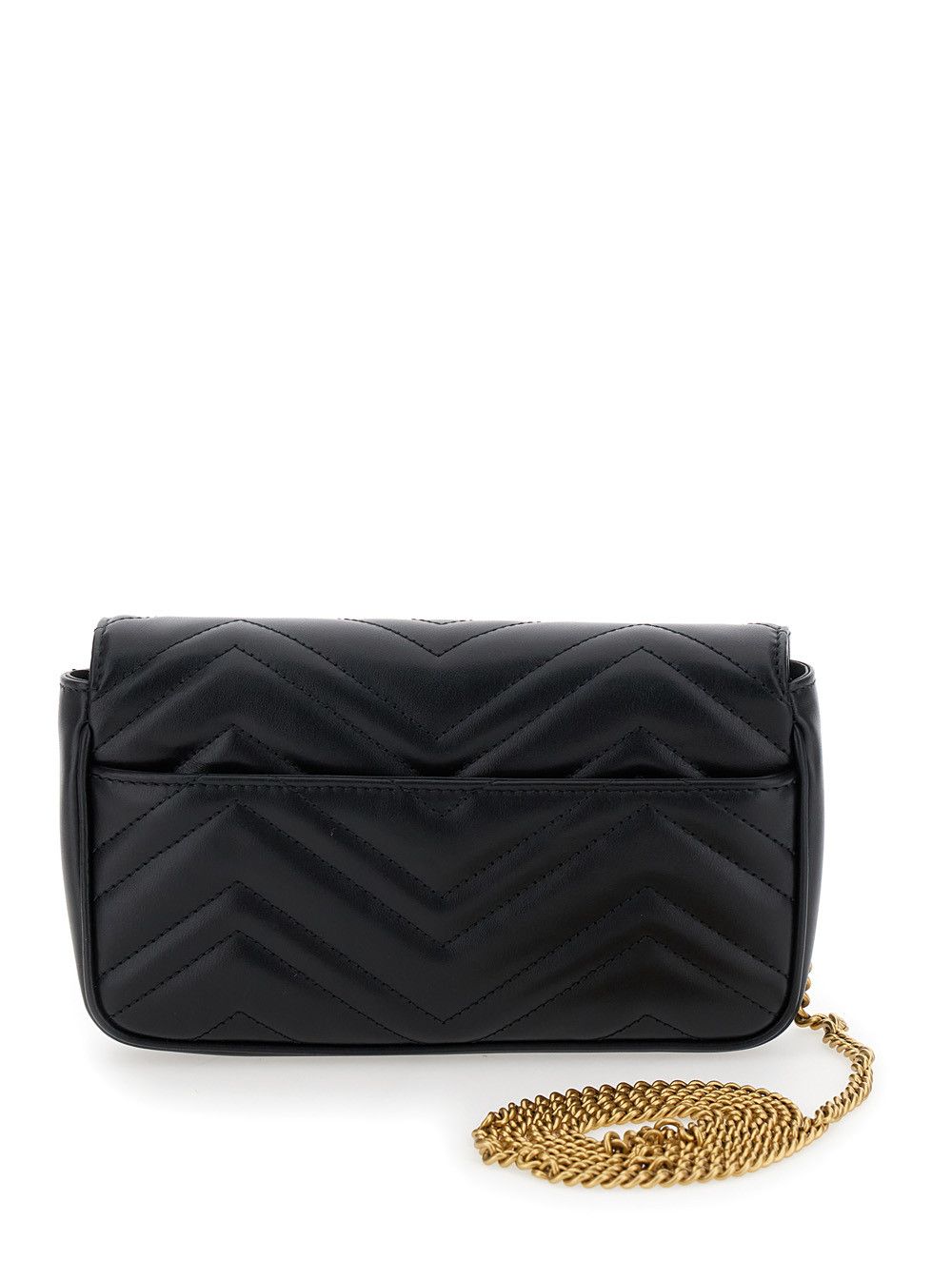 Gucci Black Mini Shoulder Bag 'GG Marmont 2.0' with Double G in Chevron Leather for Women Size ONE SIZE - 4 Thumbnail