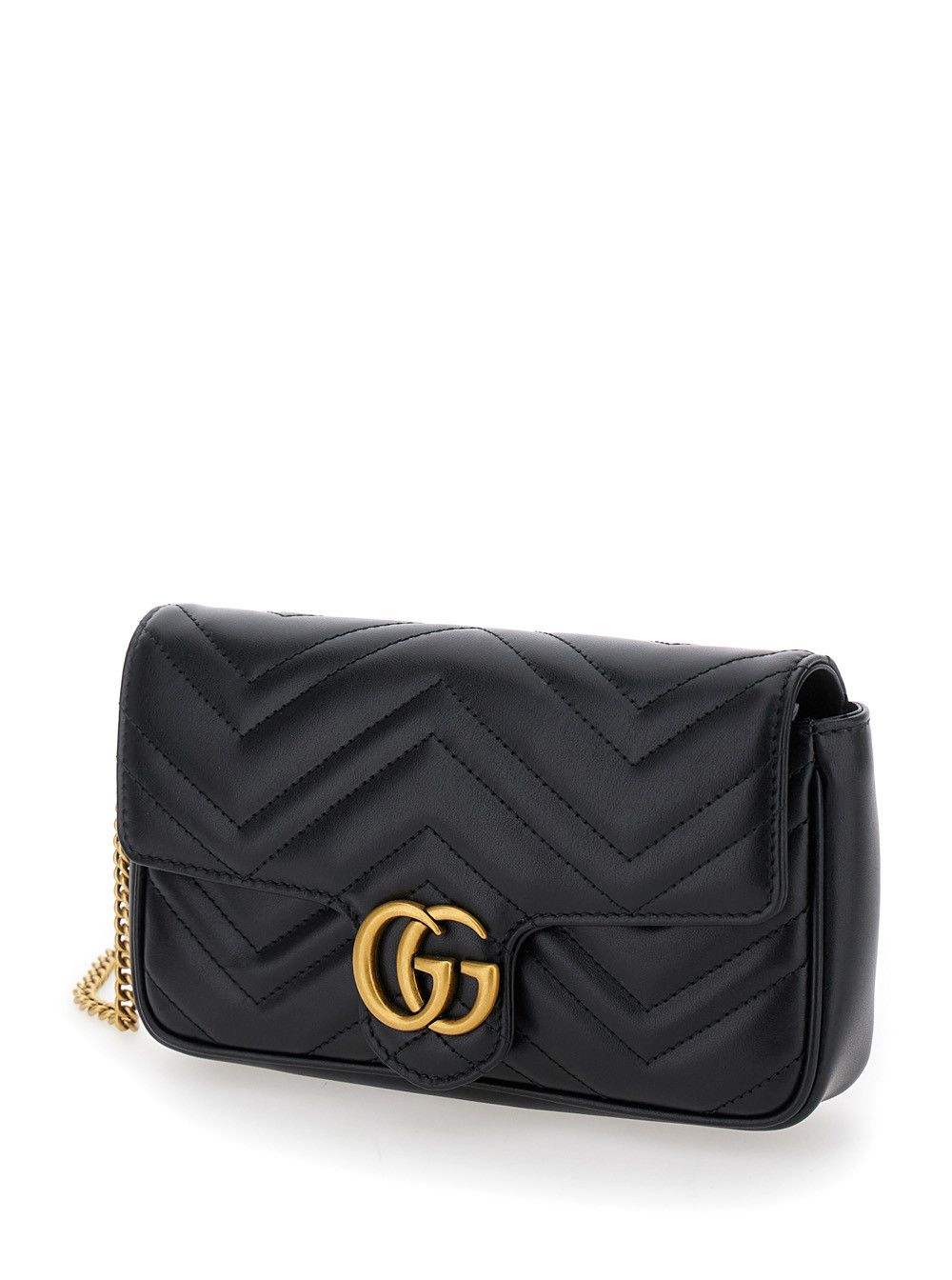 Gucci Black Mini Shoulder Bag 'GG Marmont 2.0' with Double G in Chevron Leather for Women Size ONE SIZE - 2 Thumbnail