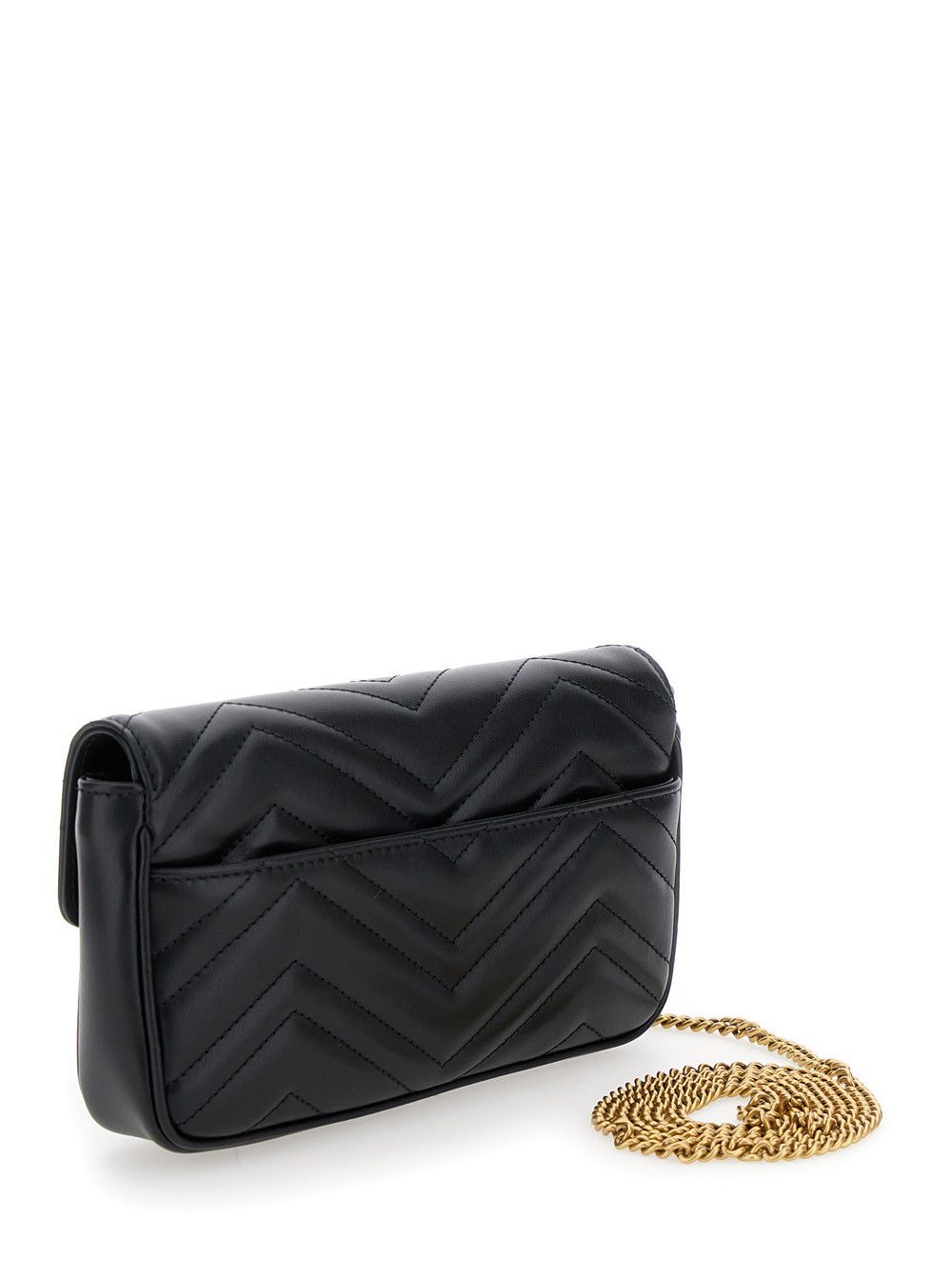 Gucci Black Mini Shoulder Bag 'GG Marmont 2.0' with Double G in Chevron Leather for Women Size ONE SIZE - 3 Thumbnail