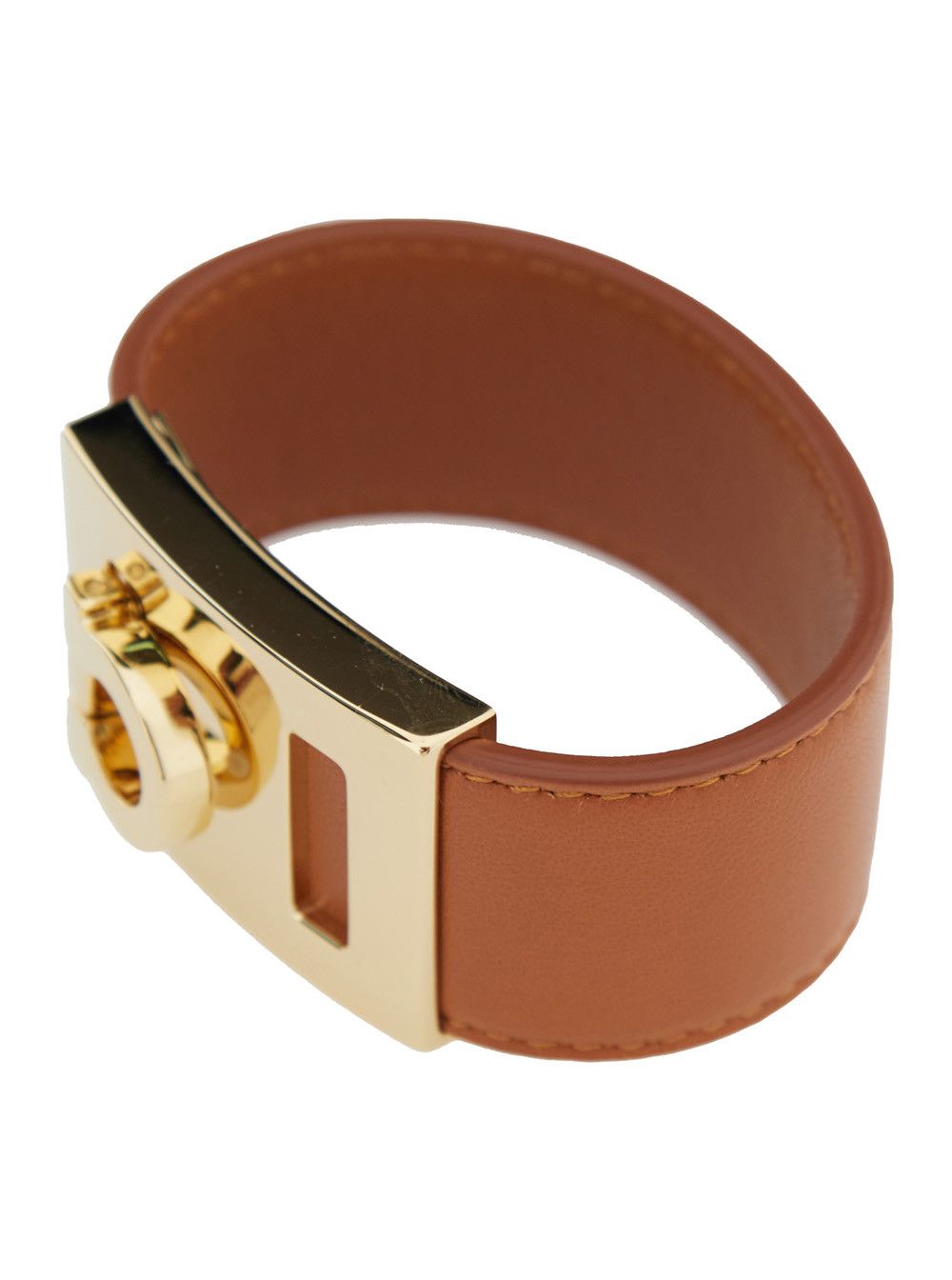 Salvatore Ferragamo Hug Bracelet with Gancini Detail in Brown Smooth Leather for Women Size ONE SIZE - 2 Thumbnail