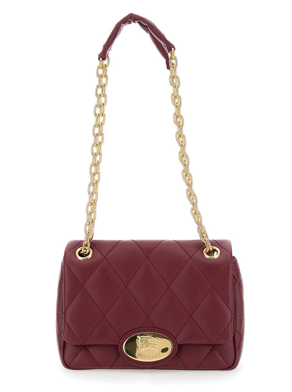 Burberry Bordeaux Quilted Crossbody Bag with EKD Plaque on the Front and Chain-Link Shoulder Strap in Leather Woman Size ONE SIZE - 5 Thumbnail
