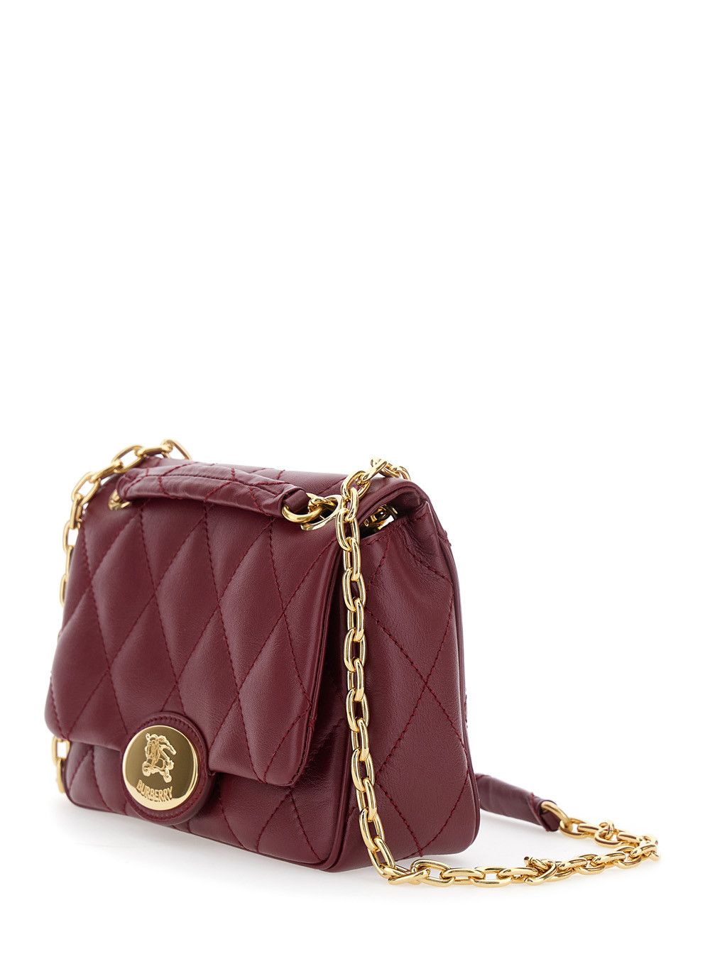 Burberry Bordeaux Quilted Crossbody Bag with EKD Plaque on the Front and Chain-Link Shoulder Strap in Leather Woman Size ONE SIZE - 2 Thumbnail