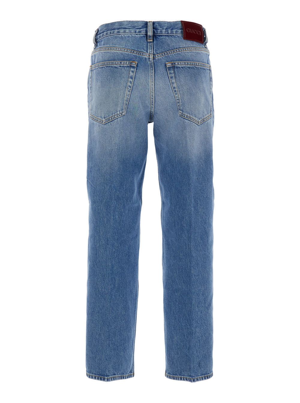 Gucci Blue Jeans with Logo Patch on the Rear and Faded Effect in Denim Woman Size 26" / US 2 / IT 38 - 2 Thumbnail