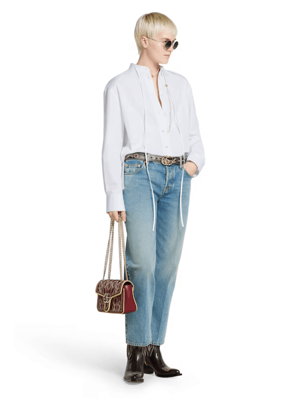 Gucci Blue Jeans with Logo Patch on the Rear and Faded Effect in Denim Woman Size 28" / US 6 / IT 42 - 4 Thumbnail