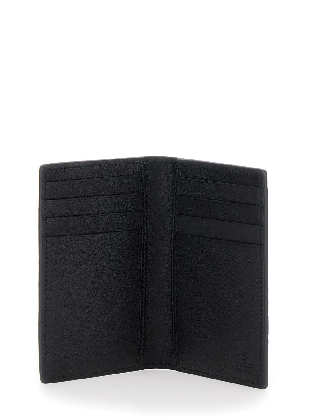 Gucci Black GG Vertical Bi-Fold Wallet in Hammered Leather Man Size ONE SIZE - 5 Thumbnail