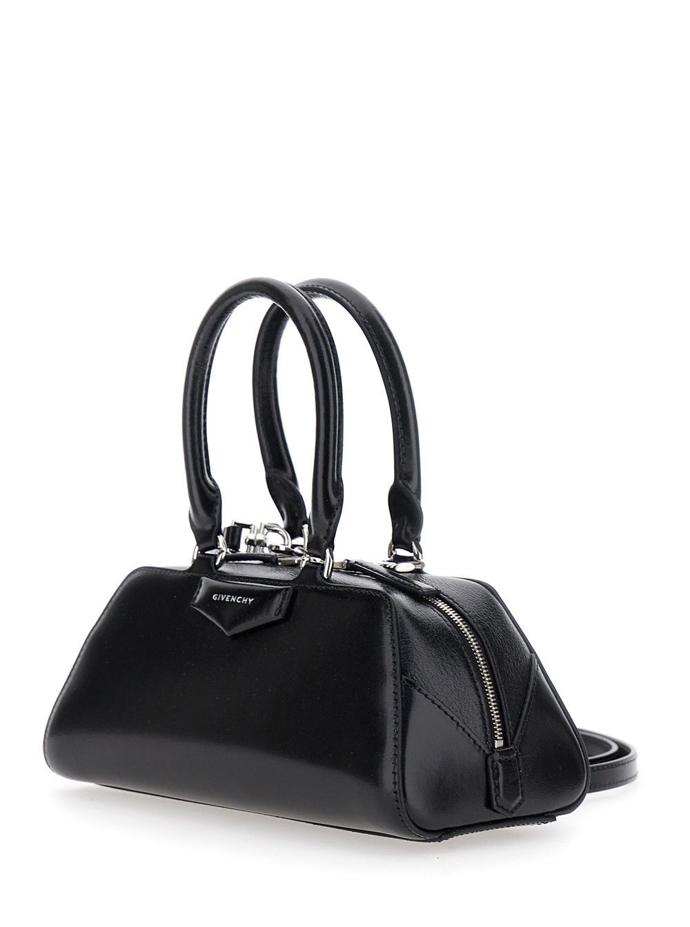 Givenchy Black Antigona East West' Mini Handbag with Adjustable and Removable Shoulder Strap and Logo Lettering on the Front in Leather for Women Size ONE SIZE - 2 Thumbnail