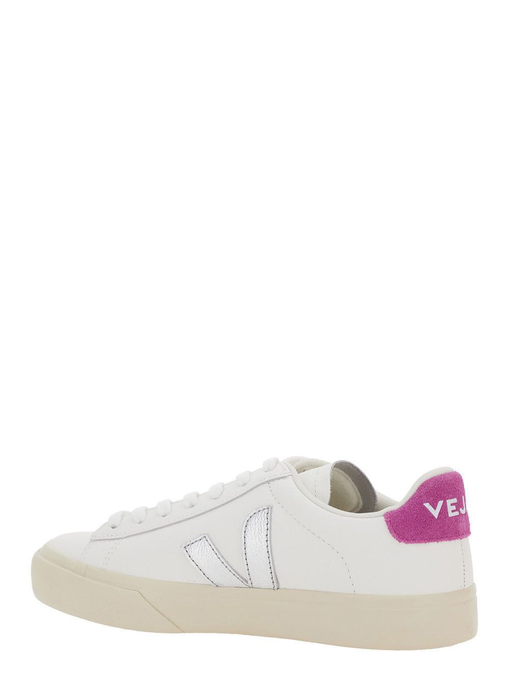 Veja Sneaker 'Campo' with Contrast Heel with Lettering Logo and Logo Patch on the Side in White Leather Unisex Size US 8 / IT 38 - 3 Thumbnail
