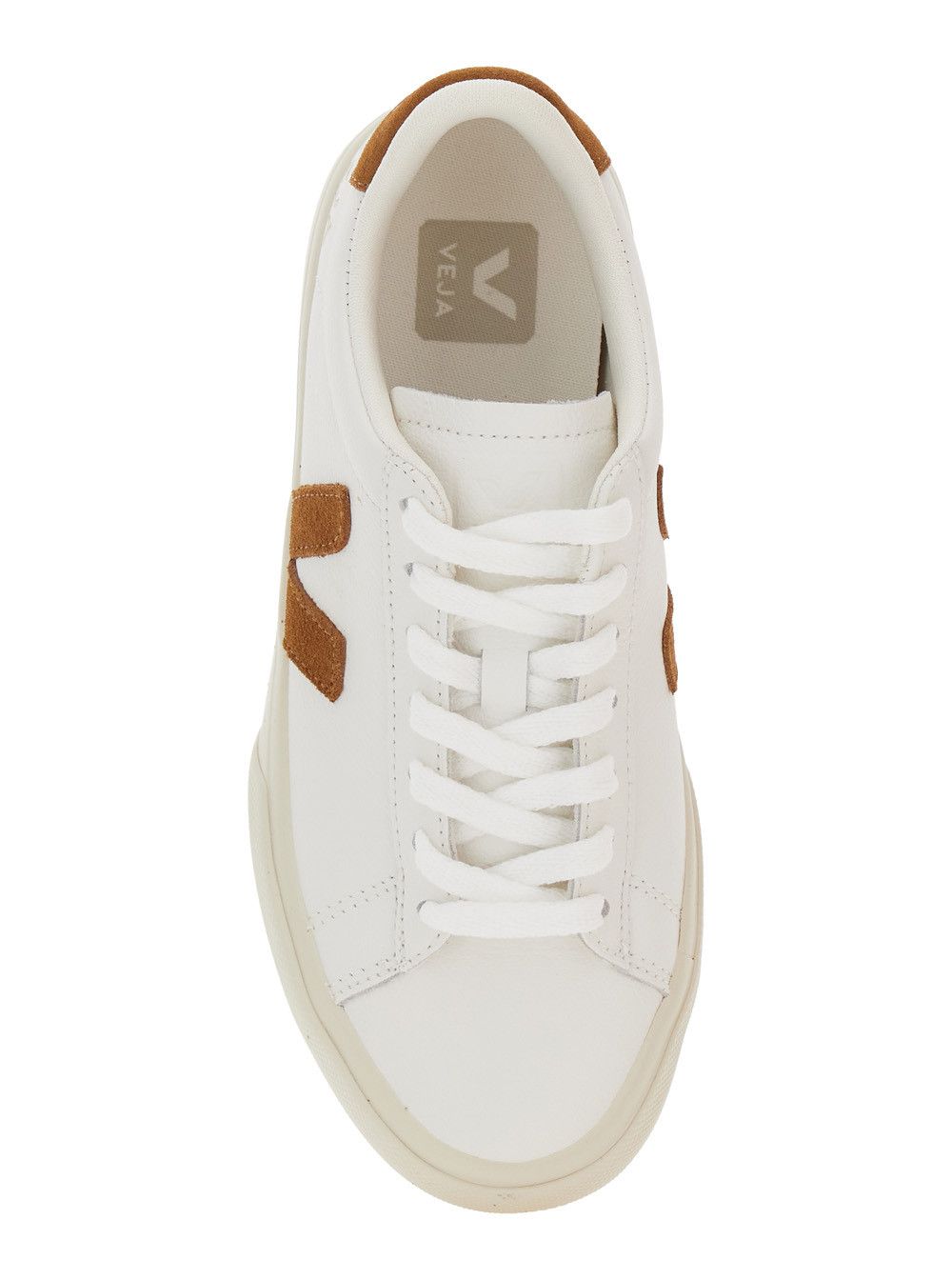 Veja Sneaker 'Campo' with Contrast Heel with Lettering Logo and Logo Patch on the Side in White Leather Unisex Size US 6 / IT 36 - 4 Thumbnail